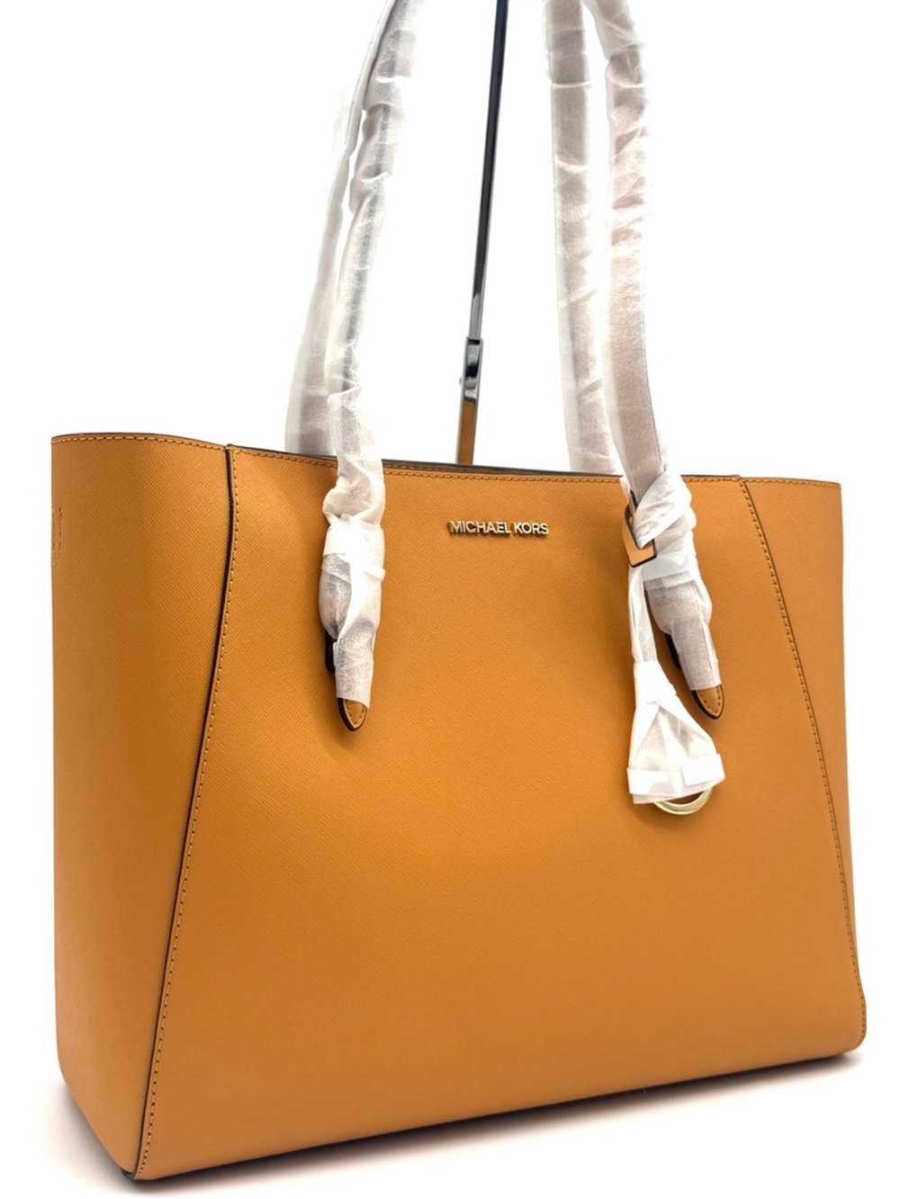 Michael Kors Charlotte LG Tote Bag 3 IN 1 Leather Shoulder Bag Cider
